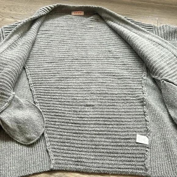 Kontatto | Grey chunky knit long cardigan sweater with wool and alpaca - Picture 11 of 13